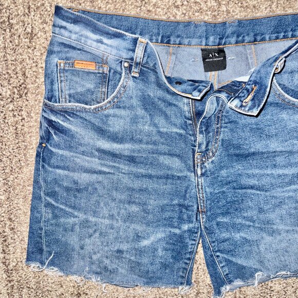 Armani Exchange Men's Blue Denim Jean Shorts Cutoff Size 32 - Picture 7 of 8